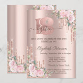 Rozen Glitter Drips Roos Gold 18e verjaardag Kaart (Voorkant / Achterkant)