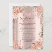 Rozen Glitter Drips Roos Gold 21e Verjaardag Kaart (Voorkant)