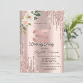 Rozen Glitter Drips Roos Gold 35e Verjaardag Kaart (Staand voorkant)