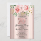 Rozen, Glitter Drips Roos Gold 70e verjaardag Kaart (Voorkant)