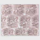 Rozen Glitter Pink Rose Bokeh Floral Faux Blush Cadeaupapier (Vlak)