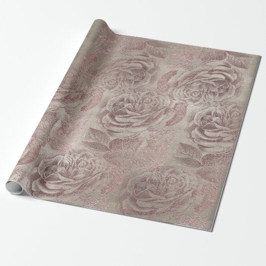 Rozen Glitter Roze Rose Bokeh Bloemen Ivoor Blush Cadeaupapier (Uitgerold)