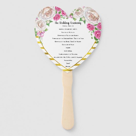 Rozen Gold Blush en Deep Pink Heart Shape Program Handwaaier (Voorkant)