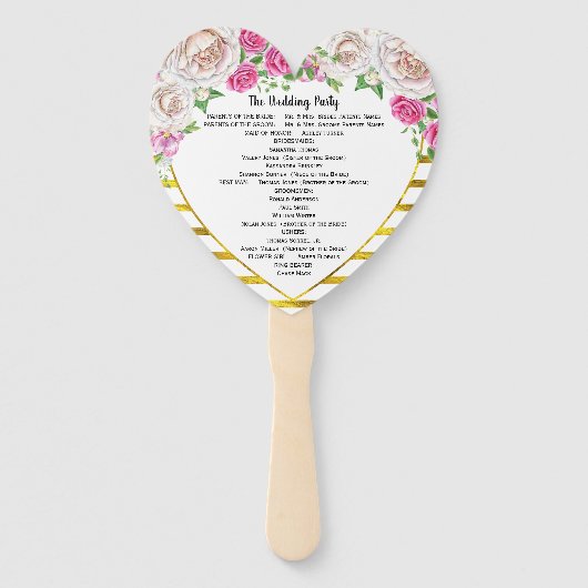 Rozen Gold Blush en Deep Pink Heart Shape Program Handwaaier (Achterkant)