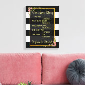 Rozen Gold Foil Black Stripes ONS LIEFDESVERHAAL Canvas Afdruk (Insitu (Woonkamer))