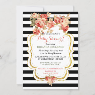  Rozen Gold Foil Modern Black White Kaart