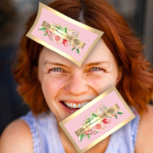 Rozen Gold Lijst Mint Pink Floral Makeup Visitekaartje