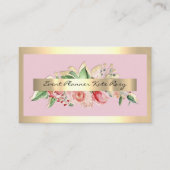 Rozen Gold Lijst Mint Pink Floral Makeup Visitekaartje (Voorkant)