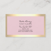 Rozen Gold Lijst Mint Pink Floral Makeup Visitekaartje (Achterkant)