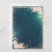 Rozen, Gold Tiara, Diamonds Green Quinceañera Kaart (Achterkant)