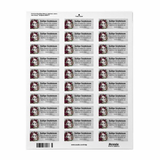 Rozen Gothic Burgundy Maroon Gray Label (Full Sheet)