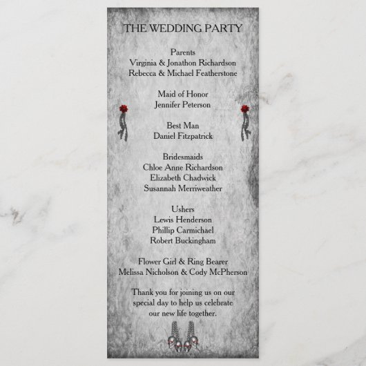 Rozen Gothic Weddenschap Programmakaart (Achterkant)