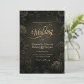  Rozen Gotische bruiloft Kaart (Staand voorkant)