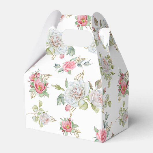 Rozen & Goud gegraveerde bladeren Dank u Bedankdoosjes (Achterkant)