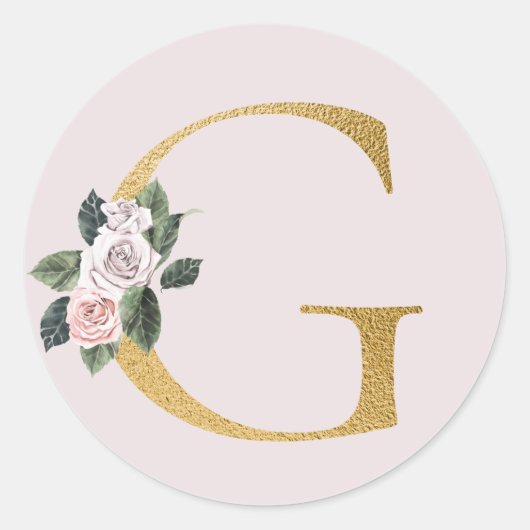 Rozen goud initialen sticker letter G (Voorkant)