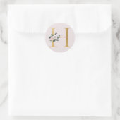 Rozen goud initialen sticker letter H (Tas)