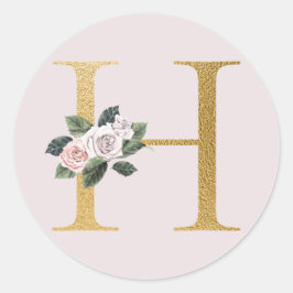 Rozen goud initialen sticker letter H