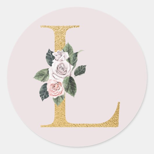 Rozen goud initialen sticker letter L (Voorkant)