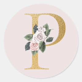 Rozen goud initialen sticker letter P