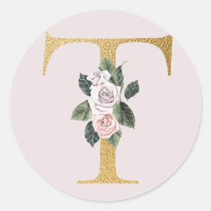 Rozen goud initialen sticker letter T