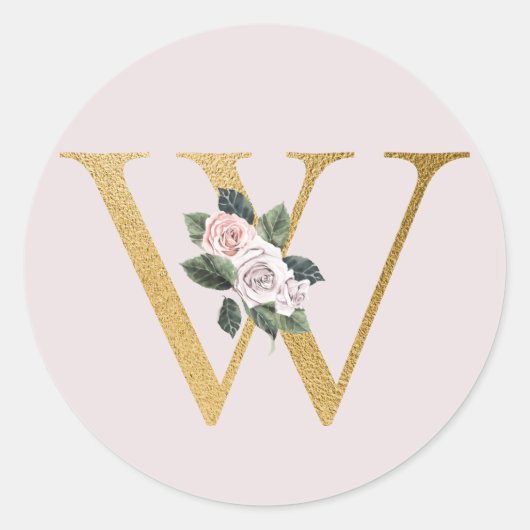 Rozen goud initialen sticker letter W (Voorkant)