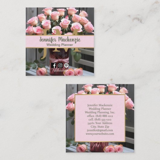  Rozen goud  roze Vierkante Visitekaartje (Voorkant / Achterkant)