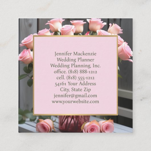  Rozen goud  roze Vierkante Visitekaartje (Achterkant)