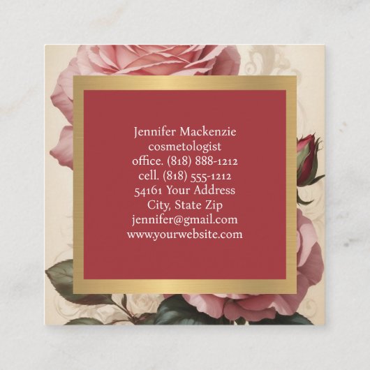  Rozen goud  roze Vierkante Visitekaartje (Achterkant)