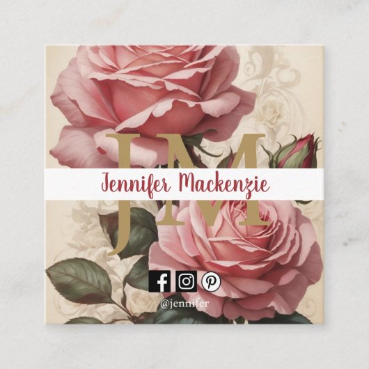  Rozen goud  roze Vierkante Visitekaartje (Voorkant)