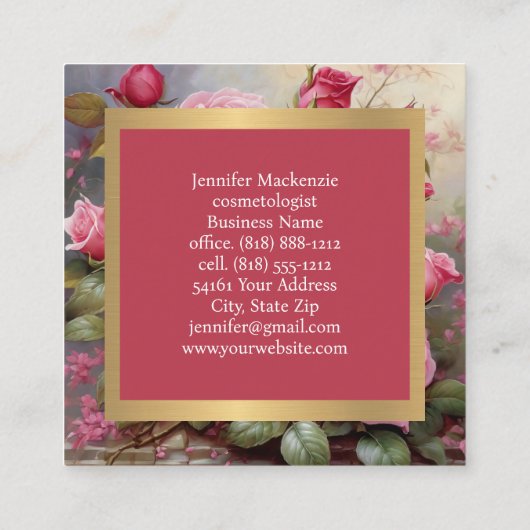  Rozen goud  roze Vierkante Visitekaartje (Achterkant)