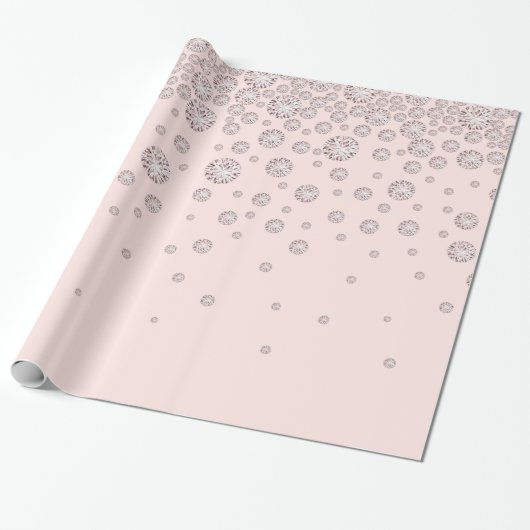 Rozen goudblush roze diamanten cadeaupapier (Uitgerold)