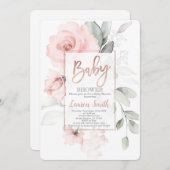 Rozen gouden Baby shower Kaart (Voorkant / Achterkant)