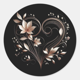 Rozen gouden bloemen met een hart ronde sticker