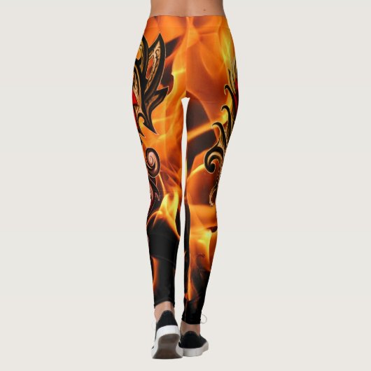 rozen gouden draak leggings (Achterkant)