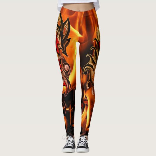 rozen gouden draak leggings (Voorkant)