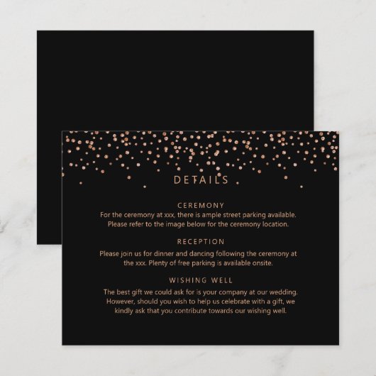 Rozen gouden en zwarte Glitter Detail Behuizing Ka Kaart (Voorkant / Achterkant)