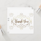 Rozen, gouden lijst, trouwkaart, bedankt postbode kaart (Voorkant / Achterkant in situ)