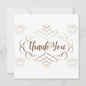 Rozen, gouden lijst, trouwkaart, bedankt postbode kaart (Voorkant)