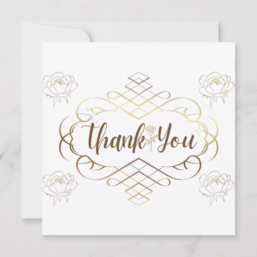 Rozen, gouden lijst, trouwkaart, bedankt postbode kaart (Voorkant)