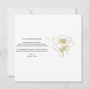 Rozen, gouden lijst, trouwkaart, bedankt postbode kaart