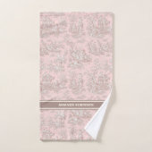  rozen gouden toile de jouy gedrukt bad handdoek (Handdoek)