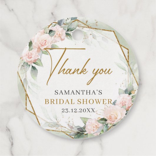 Rozen goudkleurig lijst vrijgezellenfeest bedankjes labels (Achterkant)