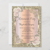 Rozen, goudLijst, Roos Gold, Glitter Retirement Kaart (Voorkant)