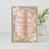 Rozen, goudLijst, Roos Gold, Glitter Retirement Kaart (Staand voorkant)