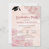 Rozen Graduation Party Invitation Kaart (Voorkant)