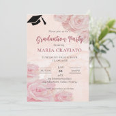Rozen Graduation Party Invitation Kaart (Staand voorkant)
