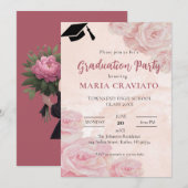 Rozen Graduation Party Invitation Kaart (Voorkant / Achterkant)