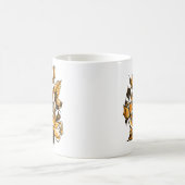 Rozen, grafisch bloemen, bloeiende rozen koffiemok (Center)