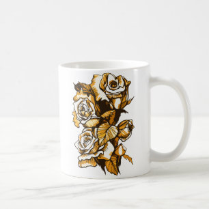 Rozen, grafisch bloemen, bloeiende rozen koffiemok