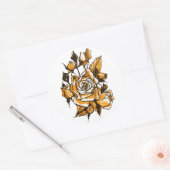 Rozen, grafisch bloemen, bloeiende rozen ronde sticker (Envelop)